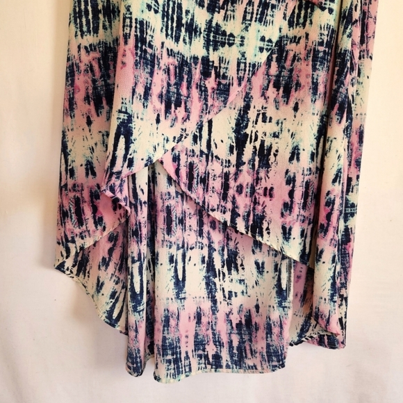 Living Doll Full Wrap Hi-Low Tie-dye Maxi Skirt in Pink and Blue womens … - Picture 3 of 11